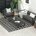 thumbnail image 2 of Outsunny Waterproof Outdoor Rug w/ Carry Bag, 8' x 10', Black White Clover, 2 of 10