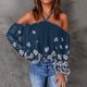 thumbnail image 1 of ICHUANYI Liquidación Mujeres Flores Impresión V-Cuello Manga Larga Halter Sexy Fuera Del Hombro Camiseta Casual Tops Blusa ICHUANYI WER202308252598, 1 of 5