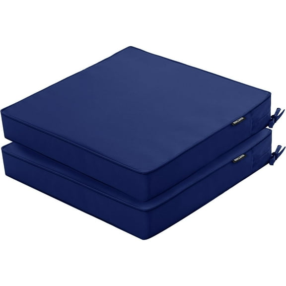 Outdoor Chair Cushions 19 x 19 Inch Waterproof Patio Chair Cushions with Tie 5 Year Color Fastness Thick Outdoor Seat Cushion for Garden Lawn Patio Furniture Navy Set of 2