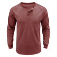 thumbnail image 3 of Tosmy Men's T-Shirts Men Spring Autumn Button Crew Neck Solid Color Button Long Sleeve Top Bottoming Shirt Mens Tee Shirt, 3 of 6