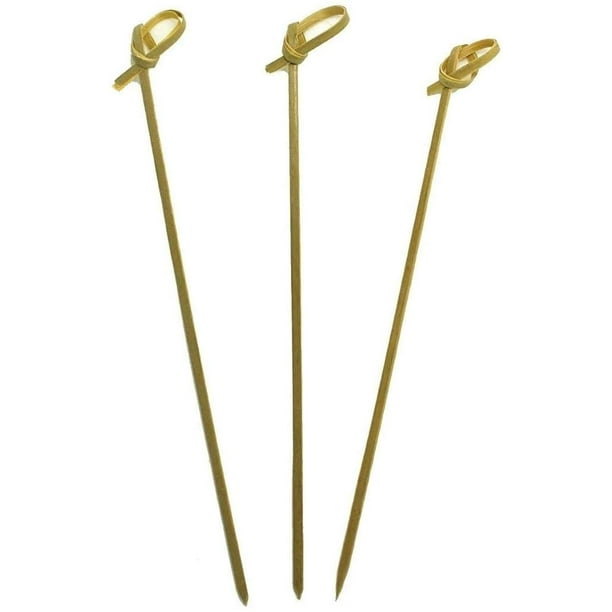 Bamboo Knot Skewers 6" 200 ct, Bamboo Knot Picks, Twisted Ends Bamboo