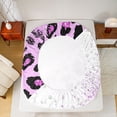 thumbnail image 5 of Castle Fairy Girls Female Women Animal Leopard Print Full Size Sheets 4-Piece,Bling Purple Glitter Breathable Bed Sheets,Dreamy Princess Lightweight Sheet Sets,Ultra Soft Home Decor, 5 of 7