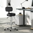 thumbnail image 2 of Drafting Chair with Back, Adjustable Foot Rest Rolling Stool, Multi-Purpose Office Desk Chair, Thick Seat Cushion for Home Bar Kitchen Shop - Black, 2 of 9