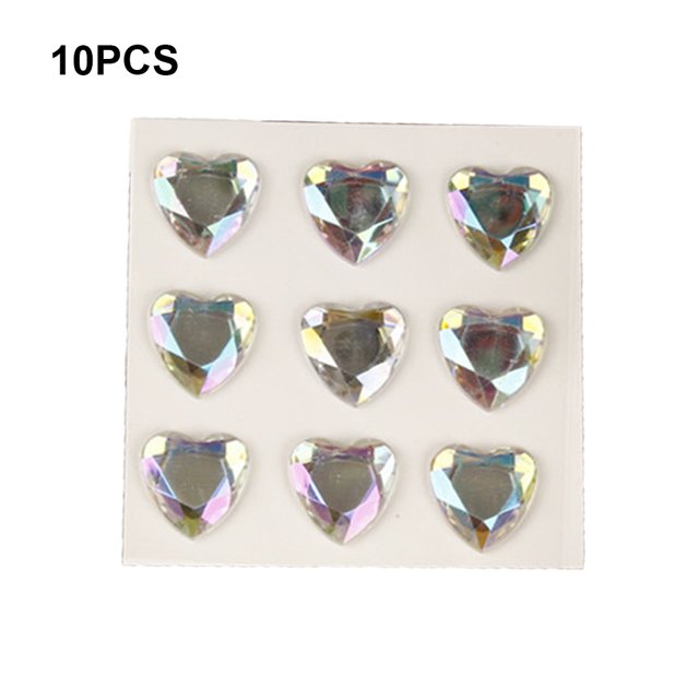 10 Sheets Rhinestone Stickers Children Hand Acrylic Decals Three-dimensional Student DIY Love Heart Crafts Label Table Party AB Colorful