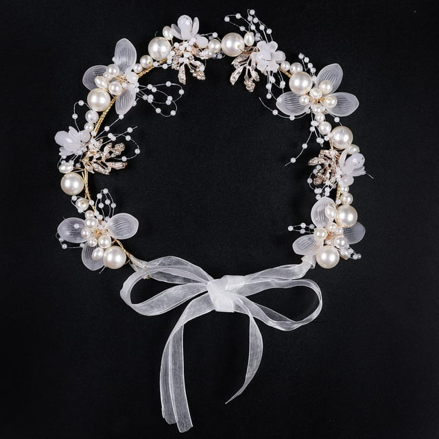 Accesorio para el cabello de la boda, corona de flores para el cabello, joyería para la cabeza de la boda, diadema de boda, tocados de enredaderas de hojas de flores, para novia, niñas, boda oso de fresa Electrónica