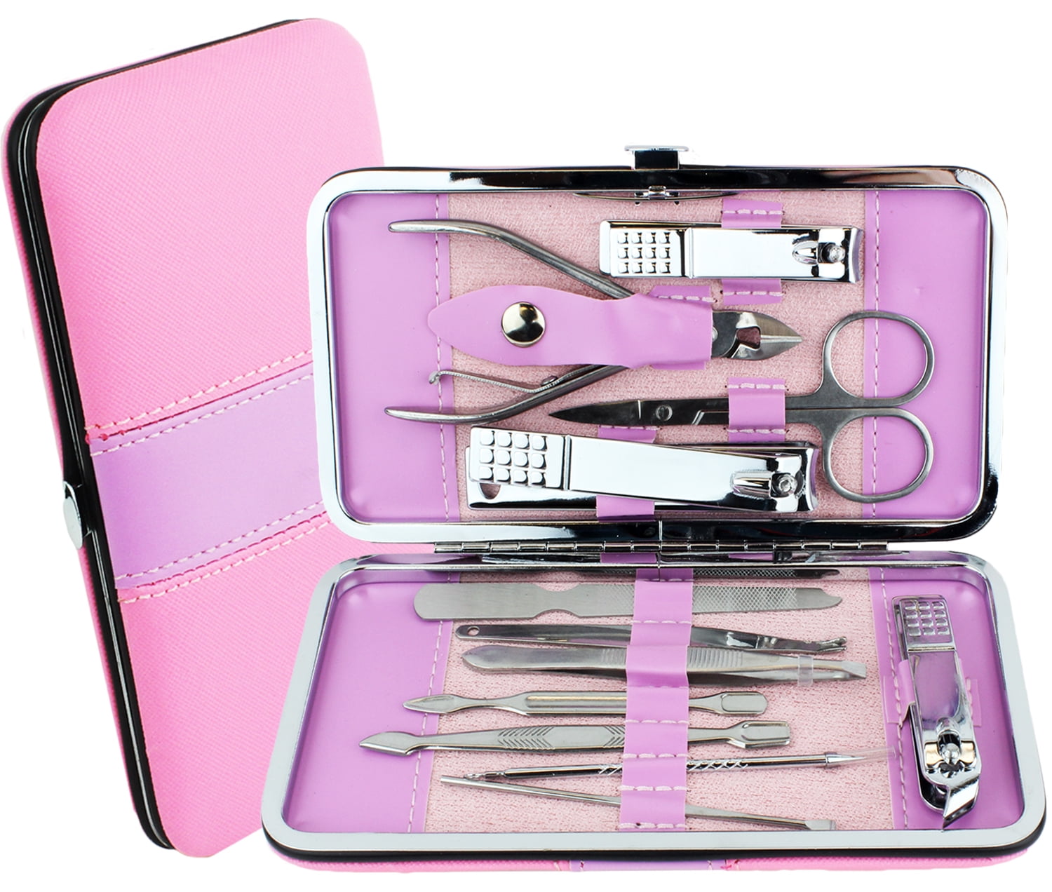Stainless Steel 12 Pc Manicure Set Nail Care Grooming Tools in Travel