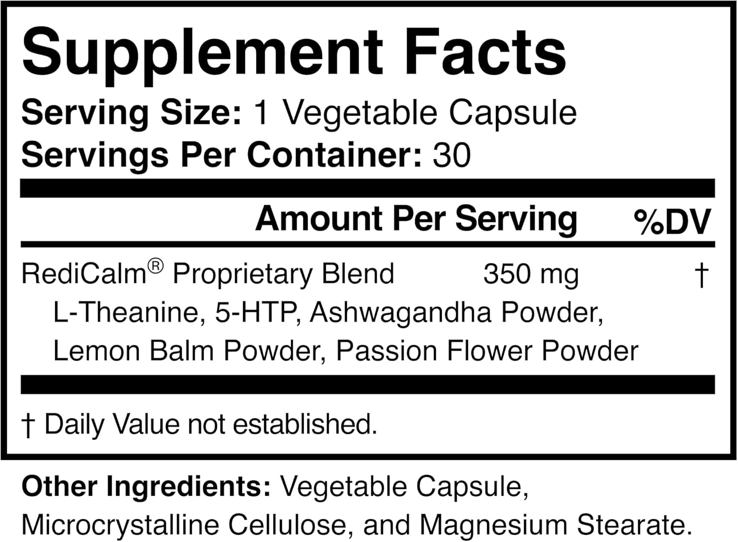 RediCalm - Natural Stress Relief Supplement - Non-GMO, Vegan, Gluten-Free