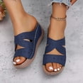thumbnail image 5 of Yyuenw Women Crisscross Cutout Wedge Slide Sandals PU Open Toe Daily Casual Walking Shoes, 5 of 9