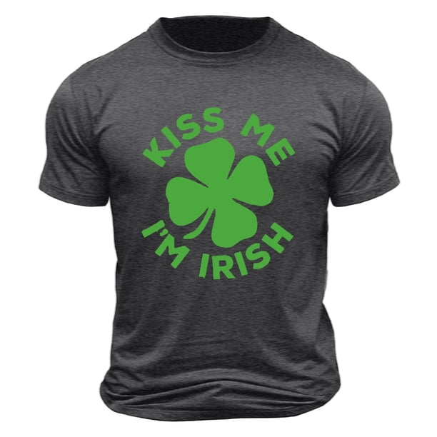 El Día de San Patricio de los Hombres de Manga Corta Impresión de la Tripulación Cuello Superior, Poliéster Ligero para la Fiesta de Verano de Primavera Y el Uso Diario