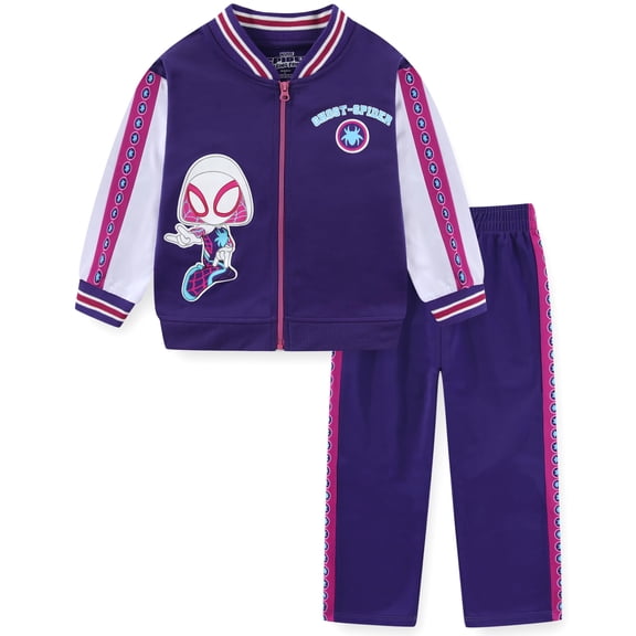 Marvel Spider-Gwen Ghost Spider Zip Up Jacket and Pants Set (Girls), 2 Piece Set, Sizes 3T-7