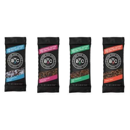 Better Than Coffee Energy Bars - Gluten Free, Vegan, Low Sugar, Low Carb with Added Plant Protein, 100 mg Caffeine Energy Bars - Trial Pack, 4 Flavors (4