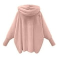 thumbnail image 4 of WEIYLL Womens Fleece Jacket Long Sleeve Solid Color Fuzzy Open Front Hooded Cardigans Pocket Pink Cold Weather Tops Size 5XL, 4 of 4