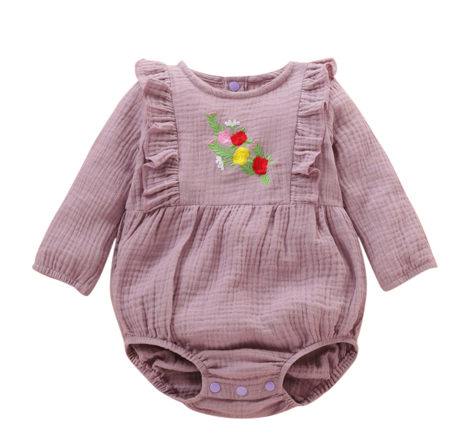 Mikilon Newborn Infant Baby Girls Crape Embroider Ruffle Winter Clothes