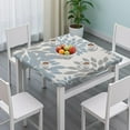 thumbnail image 3 of Blue and Gray Floral Pattern Square Fitted Tablecloth with Elastic Edge,Square Table Cover,Washable Elastic Table Cover for Home Kitchen Party Decor 34"x34", 3 of 6
