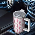 thumbnail image 6 of Pink Breast Cancer and Pioneer Flower Tumbler with Handle and Lid,40oz Double Wall Vacuum Insulated Tumbler,Cups Gift for Women and Men, 6 of 7