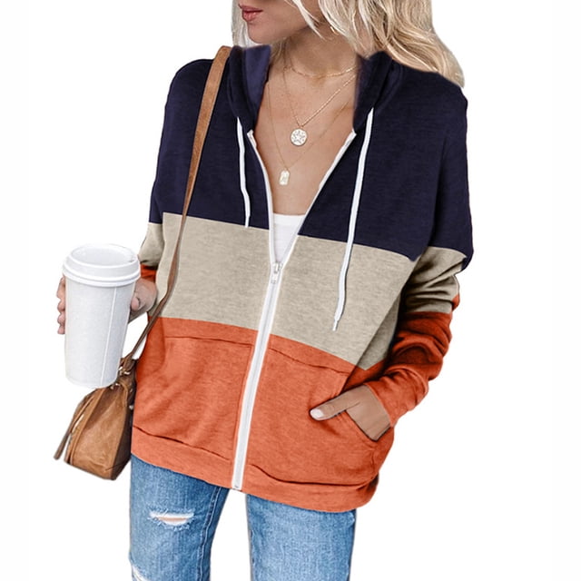 Kmbangi Cardigan pour Femme à Manches Longues avec Capuche et Poches Zippées
