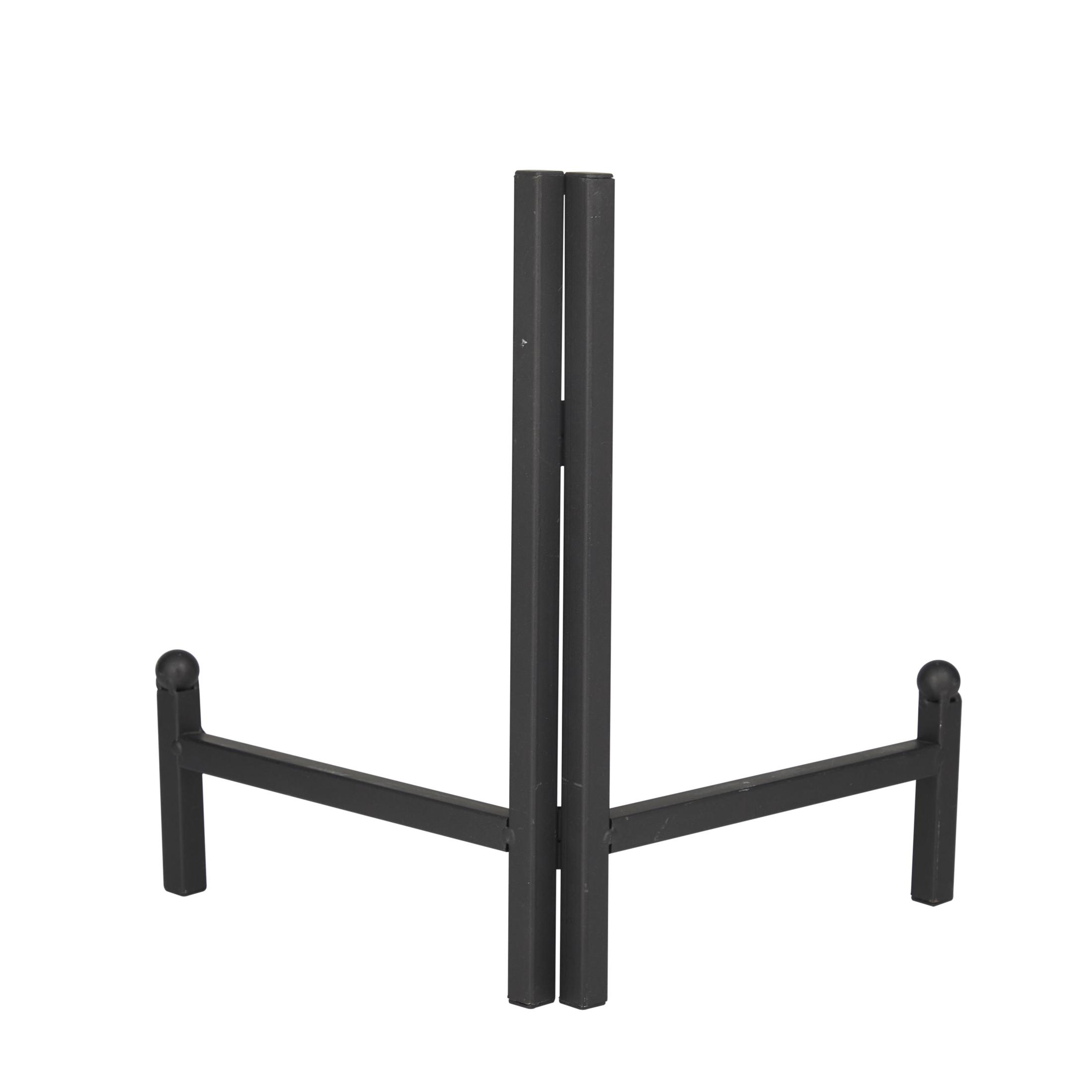 DecMode 12" x 11" Black Metal Tabletop Triangle Easel with Foldable Stand, 1-Piece