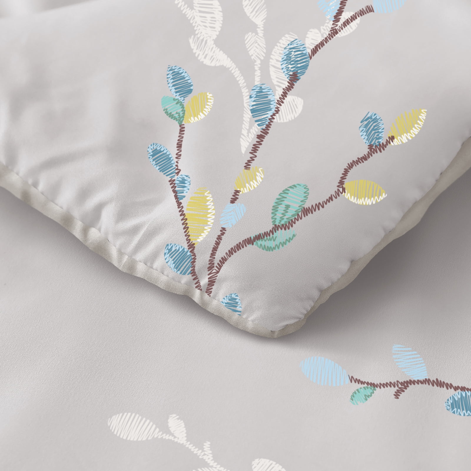 Exclusivo Mezcla 3-Piece Floral Queen Comforter Set, Microfiber Bedding Down Alternative Comforter for All Seasons with 2 Pillow Shams, Grey