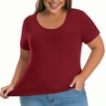 thumbnail image 2 of OSFVNOXV Plus Size Lounge Top with Built-In-Bras L-5XL,Comfort Fit Wire-Free Pajama Top with Soft Cups,Summer Casual Short Sleeve Crewneck Oversized Sleep T-Shirts, 2 of 7