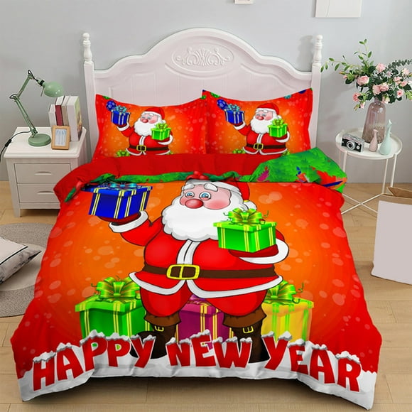 Christmas Decorations Indoor Outdoor,Christmas Duvet Cover Single Size,Duvet Cover Set with Buttons Closure,Ultra Soft Washed Microfiber Bedding Comforter Cover with A Pillowcases For All Season