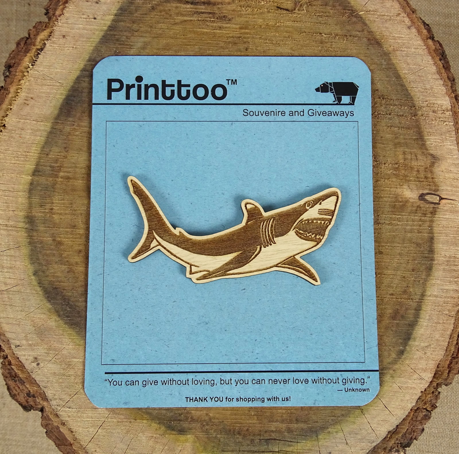 Woode Engraved Shark Fish Fridge Souvenir Gift