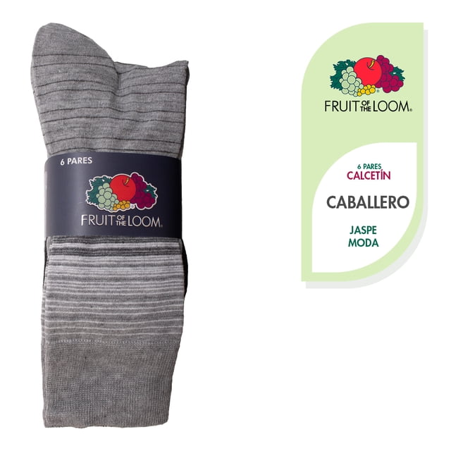 Calcetin Fruit Of The Loom para Hombre, Jaspe 6 Piezas Unitalla