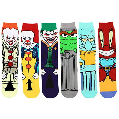 Men's Novelty Socks Cartoon Funny Socks Silly 90s Cartoon Crew Socks 