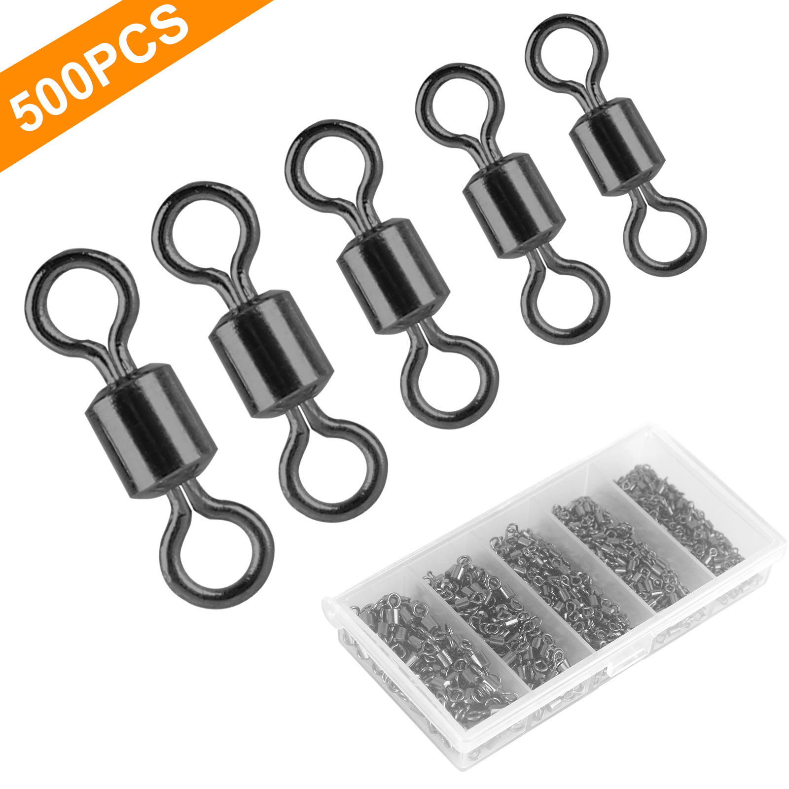 500/200PCS Fishing Rolling Barrel Swivel, High Strength Copper Alloy Swivels, Fishing Hook Line