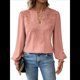 thumbnail image 1 of Blusas de con Lunares, Estilo Bohemio, de Larga y Cuello en V para Mujer, con Encaje de Ganchillo, Estilo Informal y Moderno Rosa L, 1 of 9