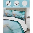 thumbnail image 4 of Quilts Twin XL Size, Marble Turquoise Gold Soft Comforter Bedding Set for Bed, Abstract Simple Geometric Lightweight Quilted Bedspread with Pillow Cover(2 Pieces) for All Season, 68x98 Inch, 4 of 6