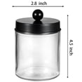 thumbnail image 4 of 4 Pack Apothecary Jars Bathroom Vanity Storage Organizer Set -Countertop Canister with Stainless Steel Lids &Cute Stickers - Qtip Dispenser Holder for Qtips,Cotton Swabs,Makeup Sponges(Black), 4 of 9