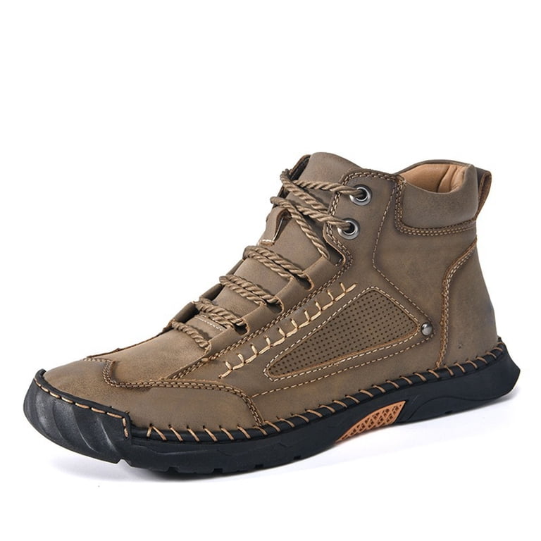Mens Vintage Stitching Combat Walking Boots Wide Width 