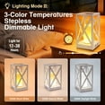 thumbnail image 4 of Touch Bedside Table Lamp with 3 Brightness & 3 Color Temperatures Dimmable Lamp, Battery Powered Small Lamp for Bedroom, Vintage White Nightstand Lamp with Flame Lantern for Bedroom Living Room, 4 of 7