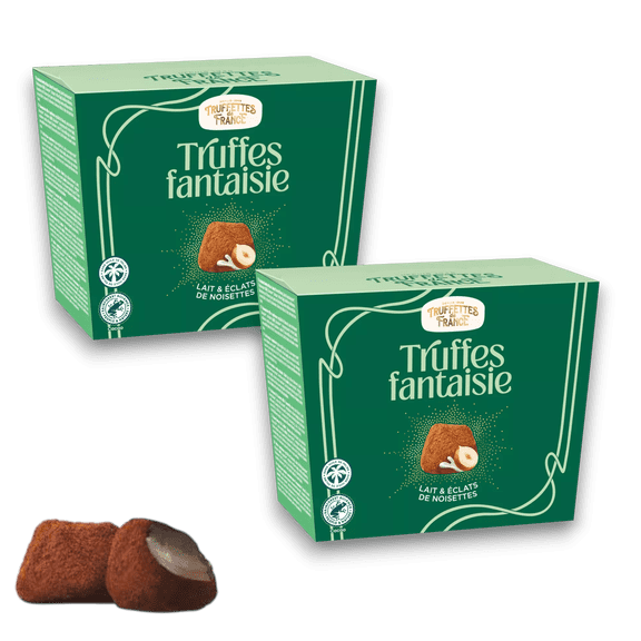 Truffettes de France - Milk Truffles with milk and Hazelnut pieces 150g/each 2 Pack