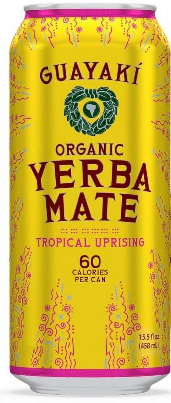 Guayaki Yerba Mate Low Calorie Variety Pack : Tropical Uprising, Peach Revival, Berry Lemonade (Pack of 12)