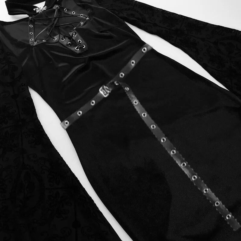 Goth Bandage Gothic Witch Elegant Dresses Grunge Aesthetic Sexy Split  Evening Midi Dress Women Velvet Alt Party Outfit - Walmart.com