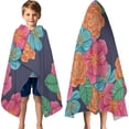 thumbnail image 3 of Pioneer Flower Floral Print Pattern Hooded Bath Towel，60"x35" for Ages 3 To 12 Kids, Quick Dry Lightweight Soft Microfiber Hood Beach Towel Cover Up for Kids, 3 of 7