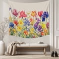thumbnail image 5 of Colorful Tulip Tapestry for Bedroom Wall Hanging Tapestry, Spring Floral Watercolor Botanical Rustic Ceiling Backdrop Tapestries Poster Blanket Wall Decor for Teens Room Living Room Dorm 55" x 73", 5 of 8