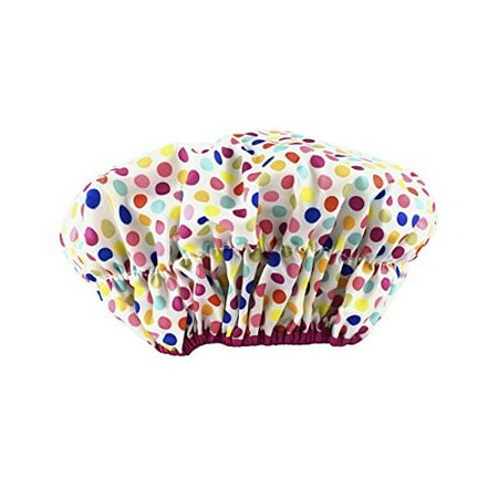 Betty Dain Fashionista Collection Mold Resistant Lined Shower Cap, Deco Dots, 2.8 Ounce