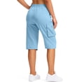 thumbnail image 5 of Long Shorts for Women Petite Lightweight Quick Dry Hiking Cargo Shorts with Pockets Summer Drawstring Bermuda Short Sky Blue S, 5 of 8