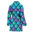 thumbnail image 2 of Teal Mermaid Scales Pattern Women Bathrobe One Size Univeral Fits Fashion Lightweight Plush Fleece Long Robe For Women, 2 of 3