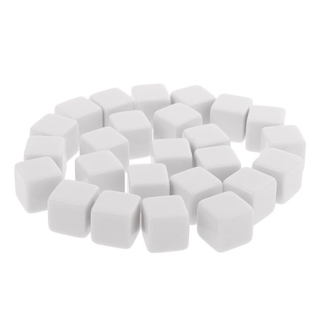 25 Pcs Bordure Carrée Vierge s D6 Six Côtés JDR Jeu de Rôle Cadeau Blanc