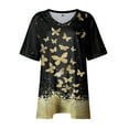 thumbnail image 4 of IYYVV Plus Size Womens Tops Dressy Short Sleeve Work Shirts Vneck Tunic Butterfly Graphic T Shirt Summer Clothes Fall Fashion 2024 Black 2XL, 4 of 7
