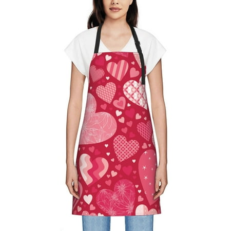 

Women S Waterproof Apron Dirt Resistant And Wear-Resistant Adjustable Apron Suitable For Cooking Flower Arrangement Painting Housework Valentines Day Pattern Different Hearts