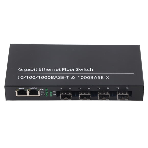 Convertidor de medios Ethernet RJ45 10/100/1000M 4 fibras 2 puertos modo único fibra Dual para IEEE802.3Z AB 1000BaseSXLX