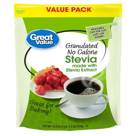 Great Value Granulated No Calorie Stevia Sweetener, 19.4oz Resealable