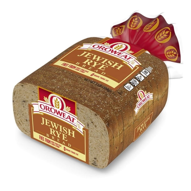 Oroweat Jewish Rye Bread, 16 oz, Plain Rye Bread, Bag (Pack of 2)