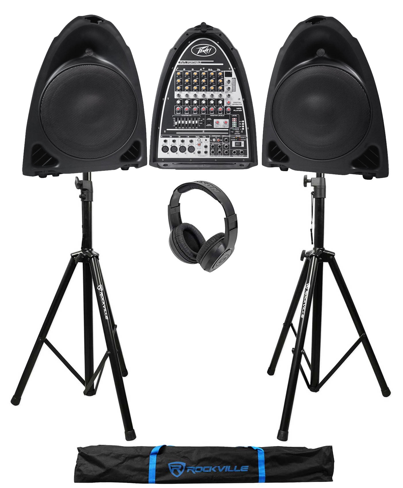 Peavey Pvi Portable 300w DJ PA System w/(2) Speakers+Mixer+Stands
