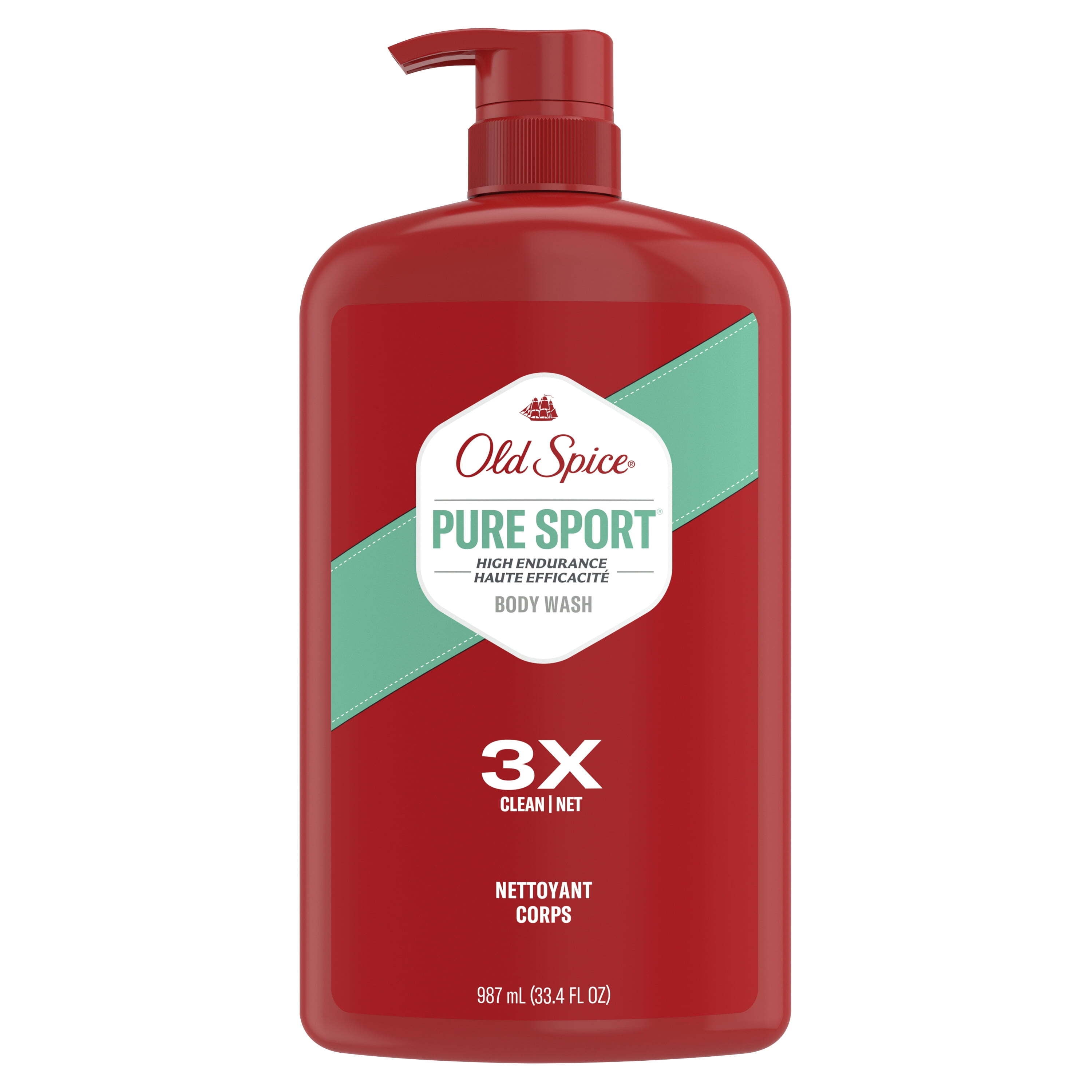 (4 pack) Old Spice High Endurance Body Wash for Men, Pure Sport Scent, 33.4 fl oz