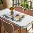 thumbnail image 3 of Happy Easter Table Cloths for 5 Foot Rectangle Tables, Cute Lovely Colorful Rabbits Silhouette Eggs Patio Waterproof Elastic Fitted Tablecloths, Washable Rectangular Table Cover for Camping, 3 of 8
